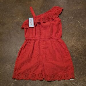 Cat & Jack Girls Red Off-the-Shoulder Tank Romper Size M (8)